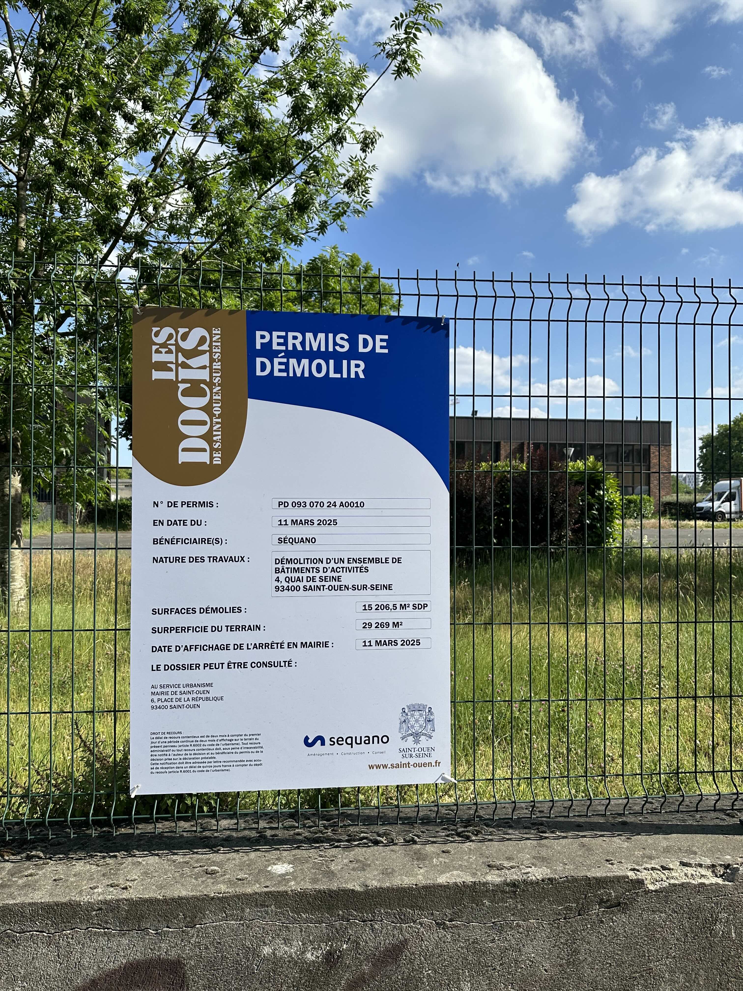 Permis de demolition du quai de Seine